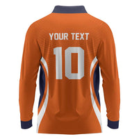 Custom Japan Volleyball Long Sleeve Polo Shirt Sporty Style Orange Color