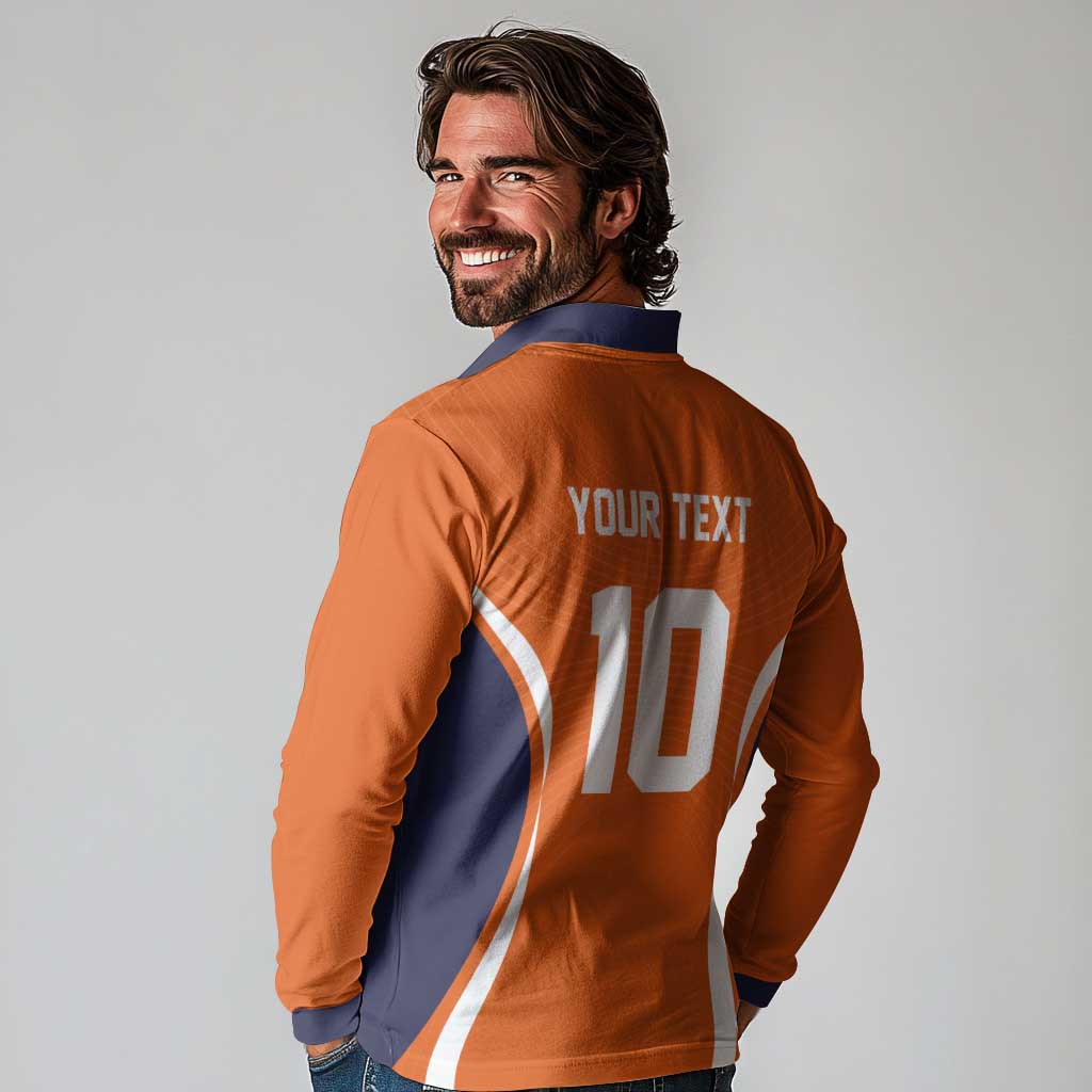 Custom Japan Volleyball Long Sleeve Polo Shirt Sporty Style Orange Color