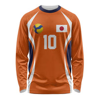 Custom Japan Volleyball Long Sleeve Shirt Sporty Style Orange Color