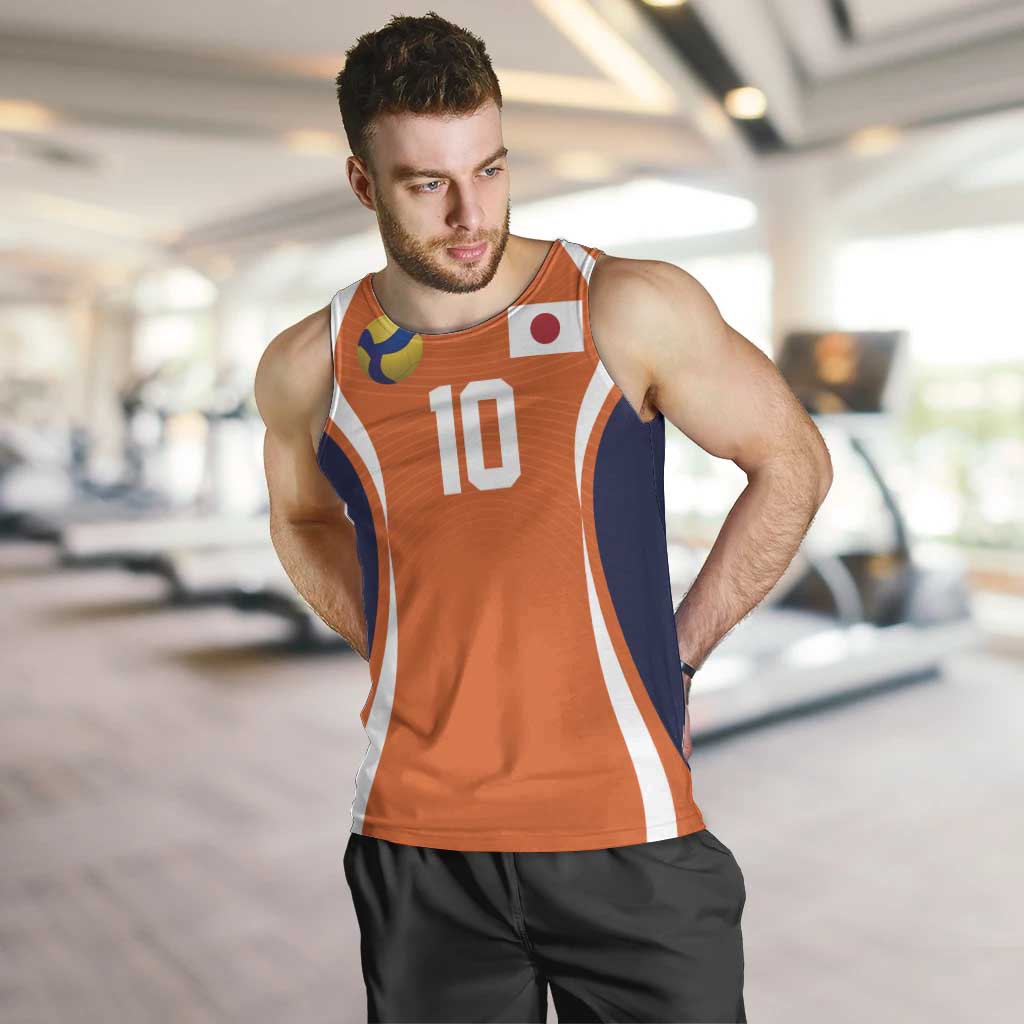 Custom Japan Volleyball Men Tank Top Sporty Style Orange Color