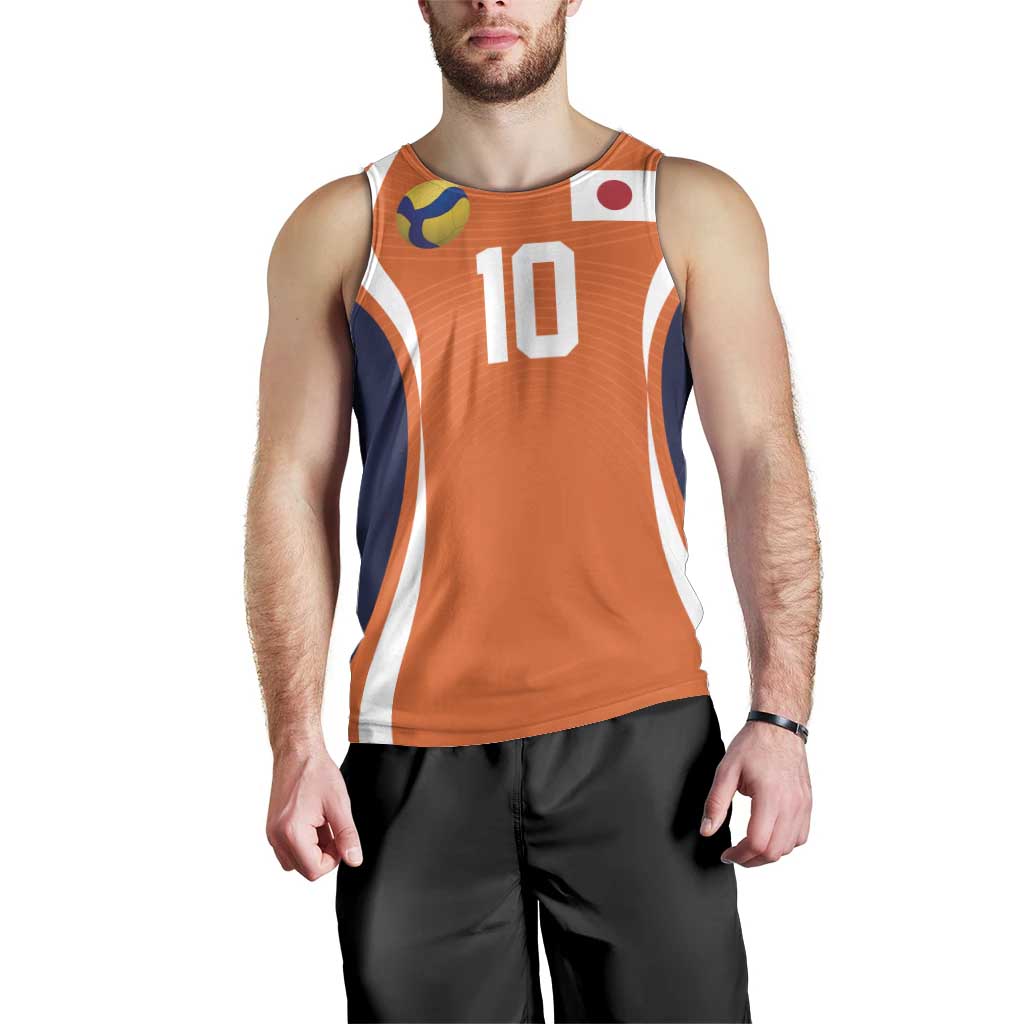 Custom Japan Volleyball Men Tank Top Sporty Style Orange Color