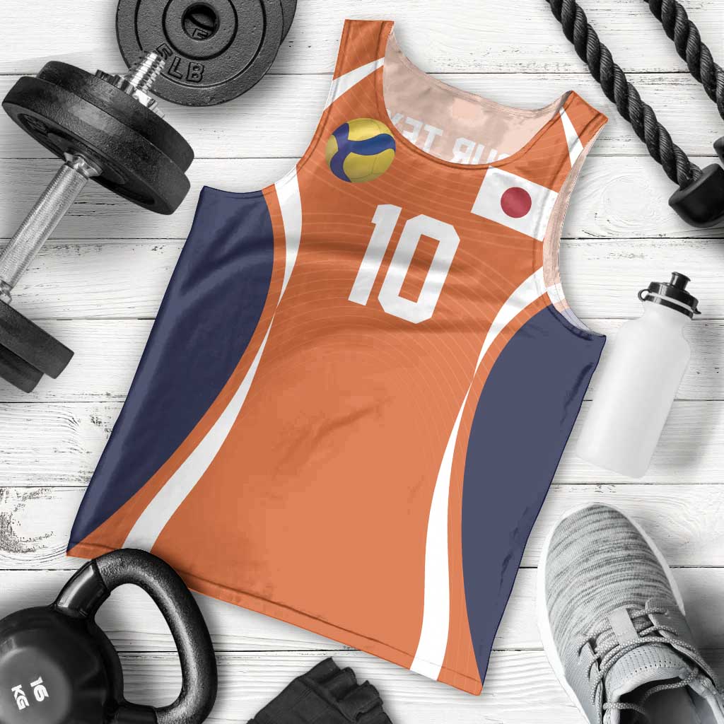 Custom Japan Volleyball Men Tank Top Sporty Style Orange Color