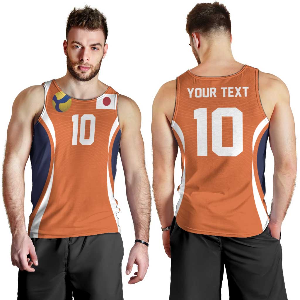Custom Japan Volleyball Men Tank Top Sporty Style Orange Color