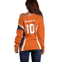 Custom Japan Volleyball Off Shoulder Sweater Sporty Style Orange Color