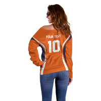 Custom Japan Volleyball Off Shoulder Sweater Sporty Style Orange Color