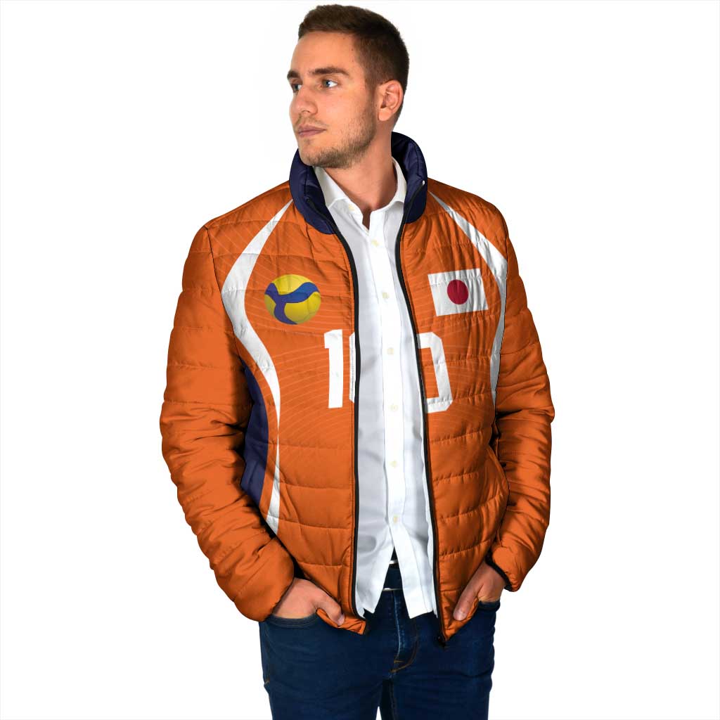 Custom Japan Volleyball Padded Jacket Sporty Style Orange Color