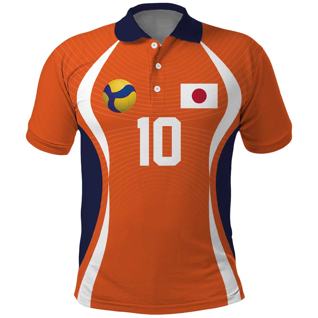 Custom Japan Volleyball Polo Shirt Sporty Style Orange Color
