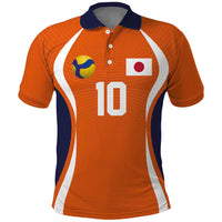 Custom Japan Volleyball Polo Shirt Sporty Style Orange Color