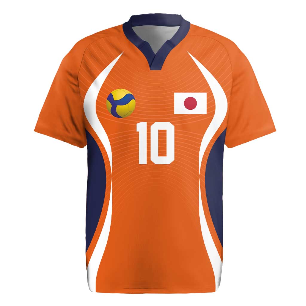 Custom Japan Volleyball Rugby Jersey Sporty Style Orange Color