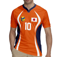 Custom Japan Volleyball Rugby Jersey Sporty Style Orange Color