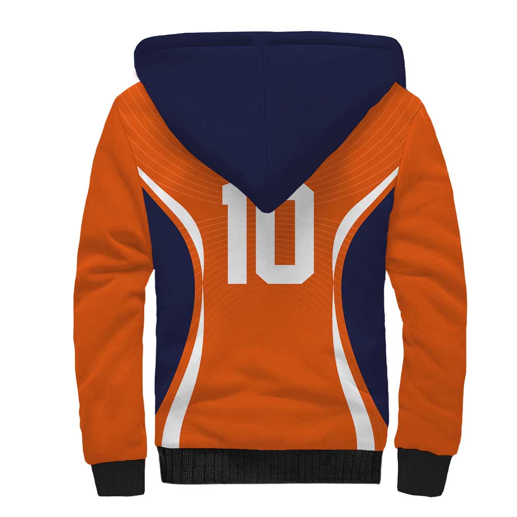 Custom Japan Volleyball Sherpa Hoodie Sporty Style Orange Color