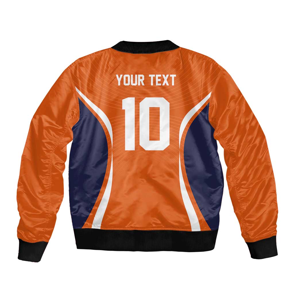 Custom Japan Volleyball Sleeve Zip Bomber Jacket Sporty Style Orange Color