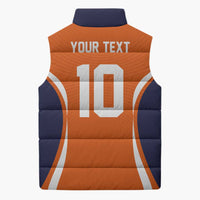 Custom Japan Volleyball Sleeveless Puffer Jacket Sporty Style Orange Color