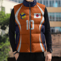 Custom Japan Volleyball Sleeveless Puffer Jacket Sporty Style Orange Color