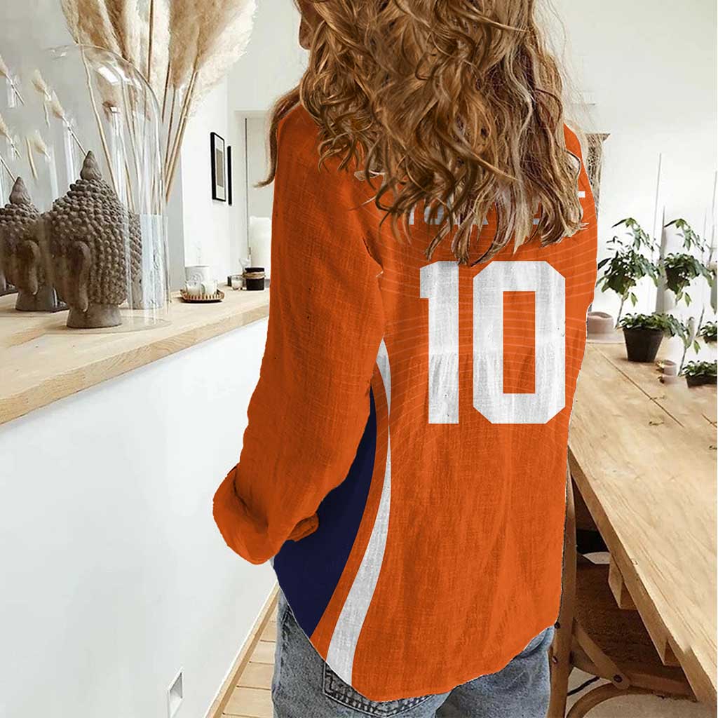 Custom Japan Volleyball Women Casual Shirt Sporty Style Orange Color