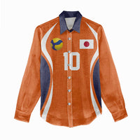 Custom Japan Volleyball Women Casual Shirt Sporty Style Orange Color