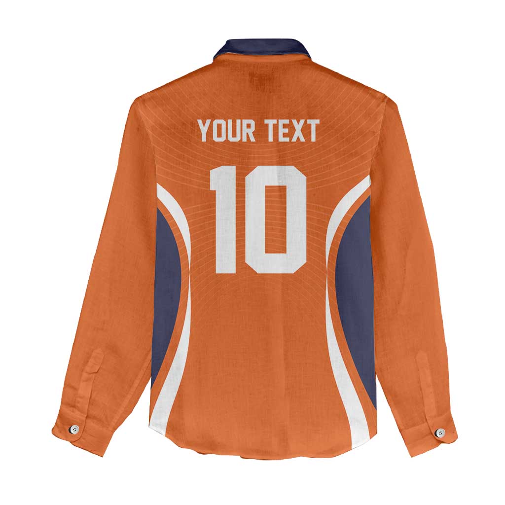 Custom Japan Volleyball Women Casual Shirt Sporty Style Orange Color