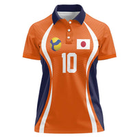 Custom Japan Volleyball Women Polo Shirt Sporty Style Orange Color