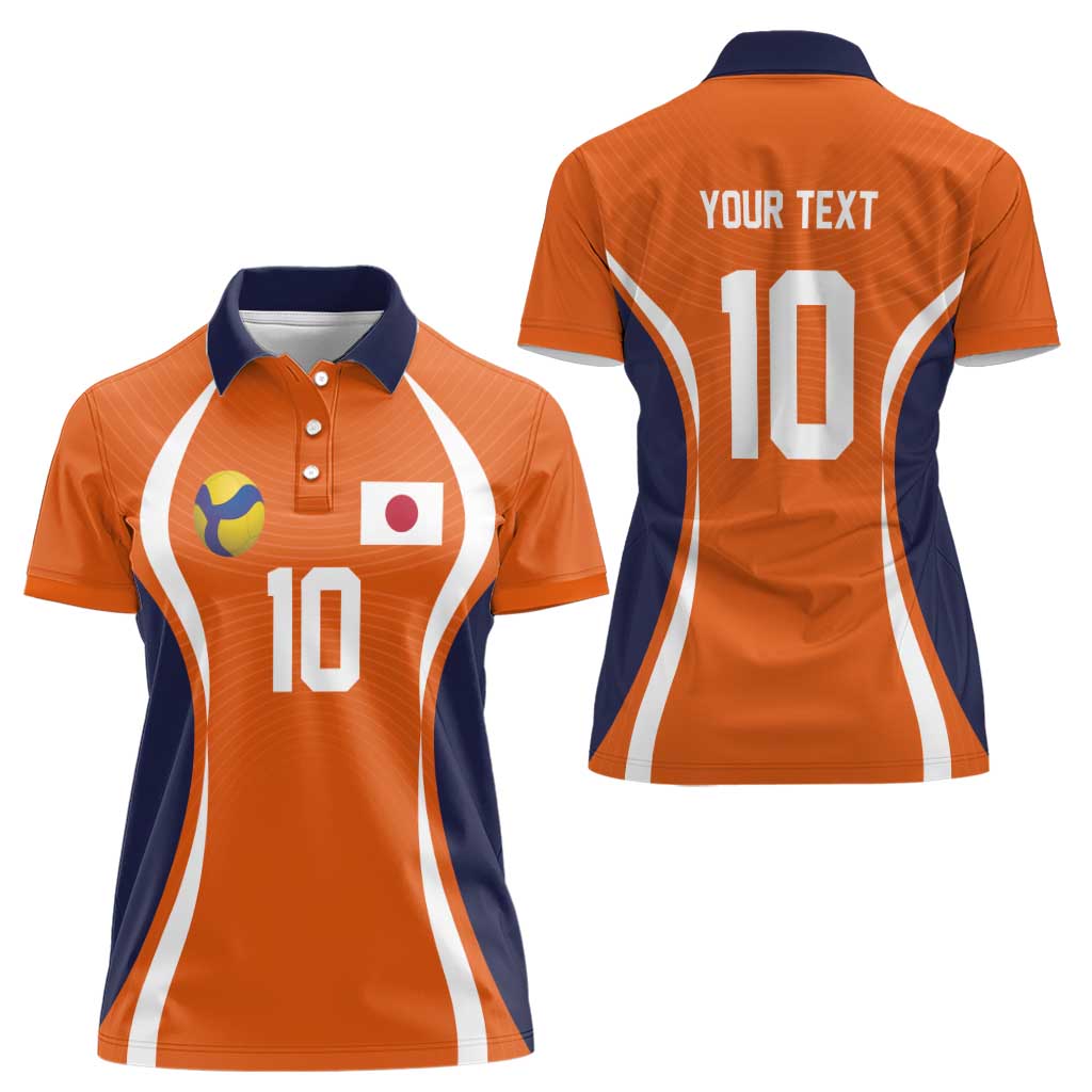 Custom Japan Volleyball Women Polo Shirt Sporty Style Orange Color
