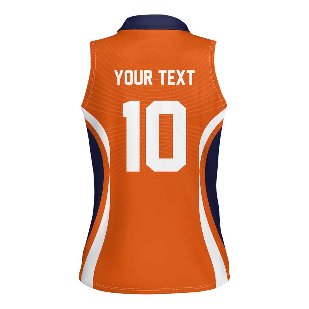 Custom Japan Volleyball Women Sleeveless Polo Shirt Sporty Style Orange Color