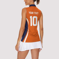 Custom Japan Volleyball Women Sleeveless Polo Shirt Sporty Style Orange Color