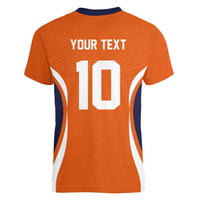 Custom Japan Volleyball Women V-Neck T-Shirt Sporty Style Orange Color