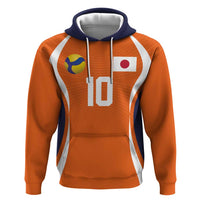 Custom Japan Volleyball Zip Hoodie Sporty Style Orange Color