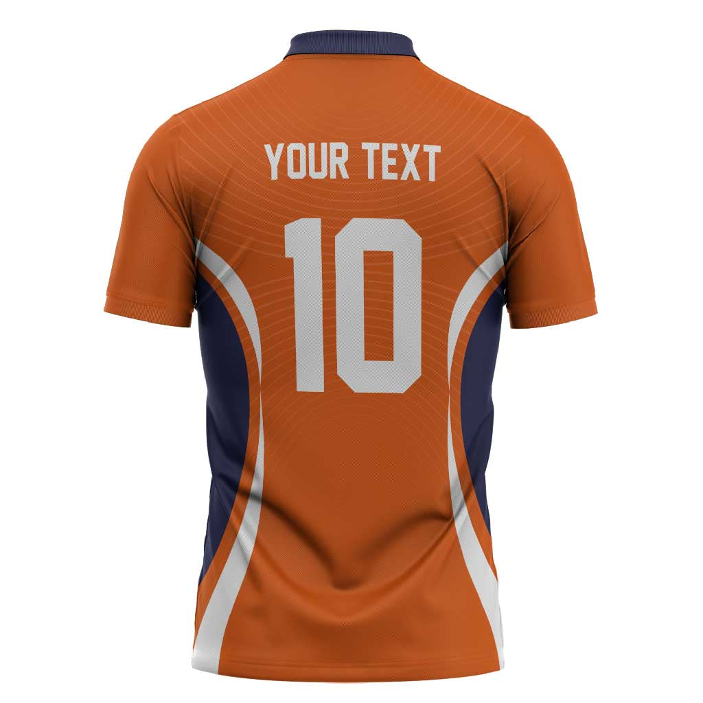 Custom Japan Volleyball Zipper Polo Shirt Sporty Style Orange Color