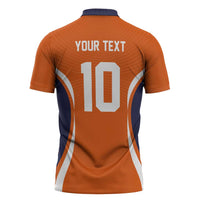 Custom Japan Volleyball Zipper Polo Shirt Sporty Style Orange Color