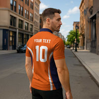 Custom Japan Volleyball Zipper Polo Shirt Sporty Style Orange Color