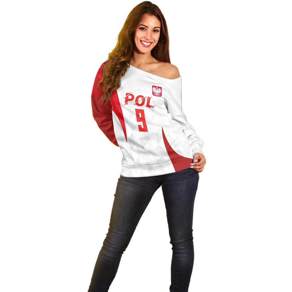 Custom Poland Volleyball Off Shoulder Sweater Sporty Wings Style