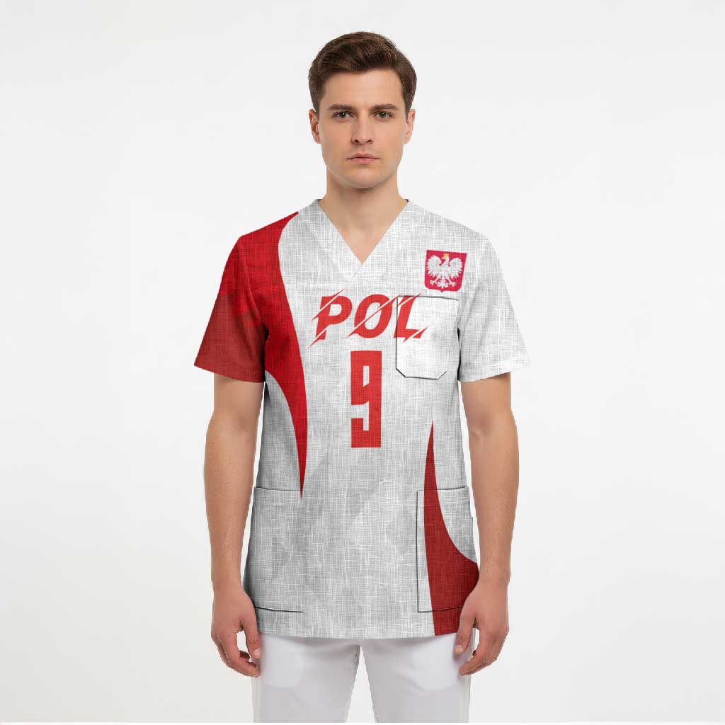 Custom Poland Volleyball Scrub Top Sporty Wings Style