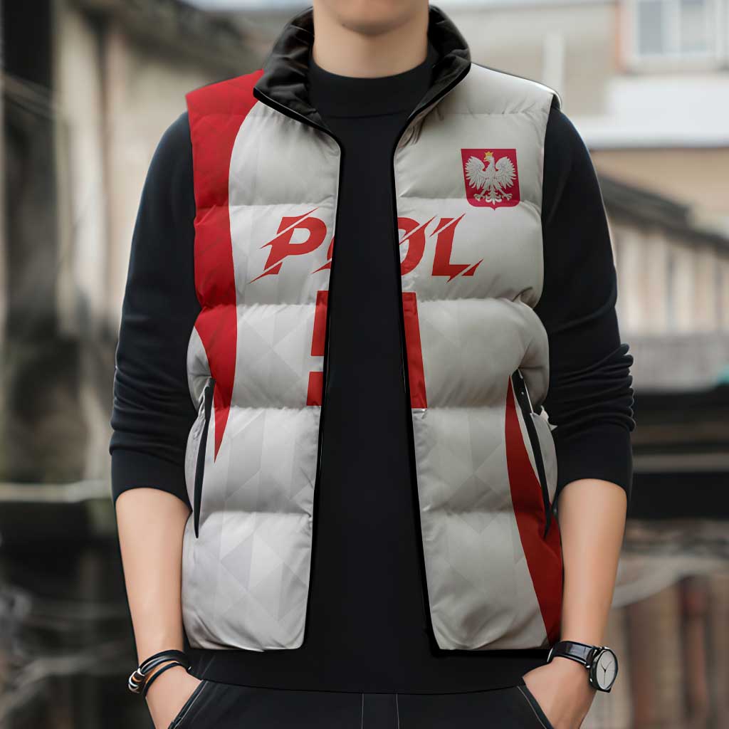 Custom Poland Volleyball Sleeveless Puffer Jacket Sporty Wings Style