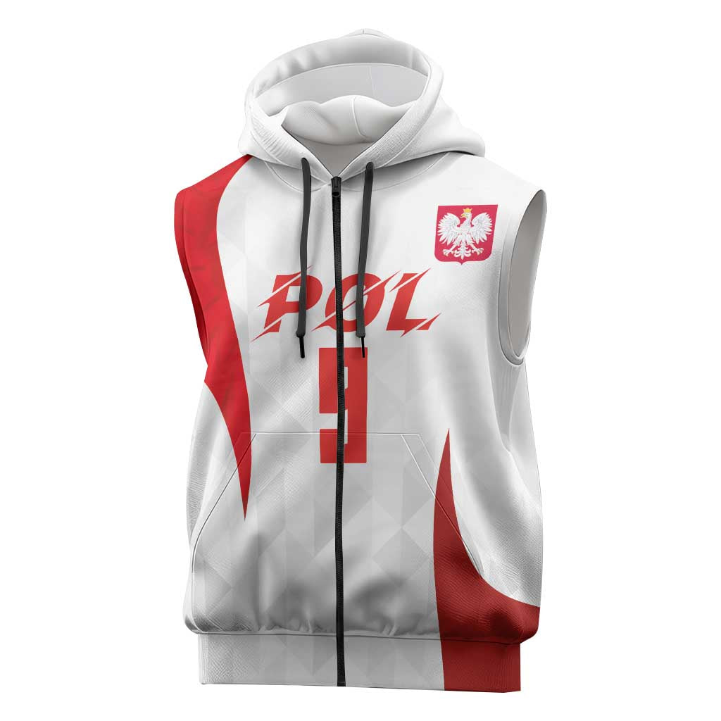 Custom Poland Volleyball Sleeveless Zip Hoodie Sporty Wings Style