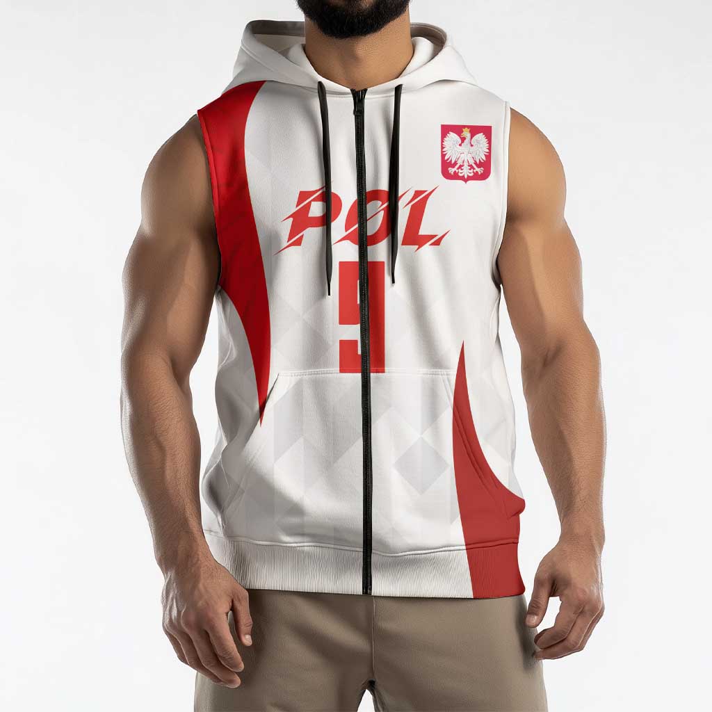 Custom Poland Volleyball Sleeveless Zip Hoodie Sporty Wings Style