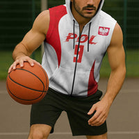 Custom Poland Volleyball Sleeveless Zip Hoodie Sporty Wings Style