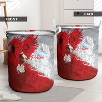 Poland Eagle and Winged Hussar Laundry Basket Grunge Sporty Style