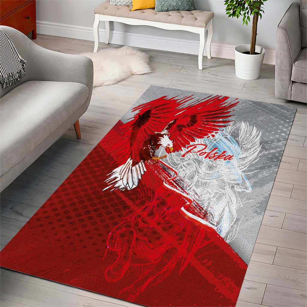 Poland Eagle and Winged Hussar Area Rug Grunge Sporty Style
