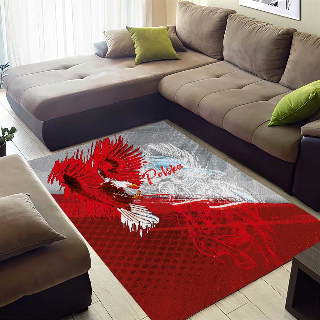 Poland Eagle and Winged Hussar Area Rug Grunge Sporty Style