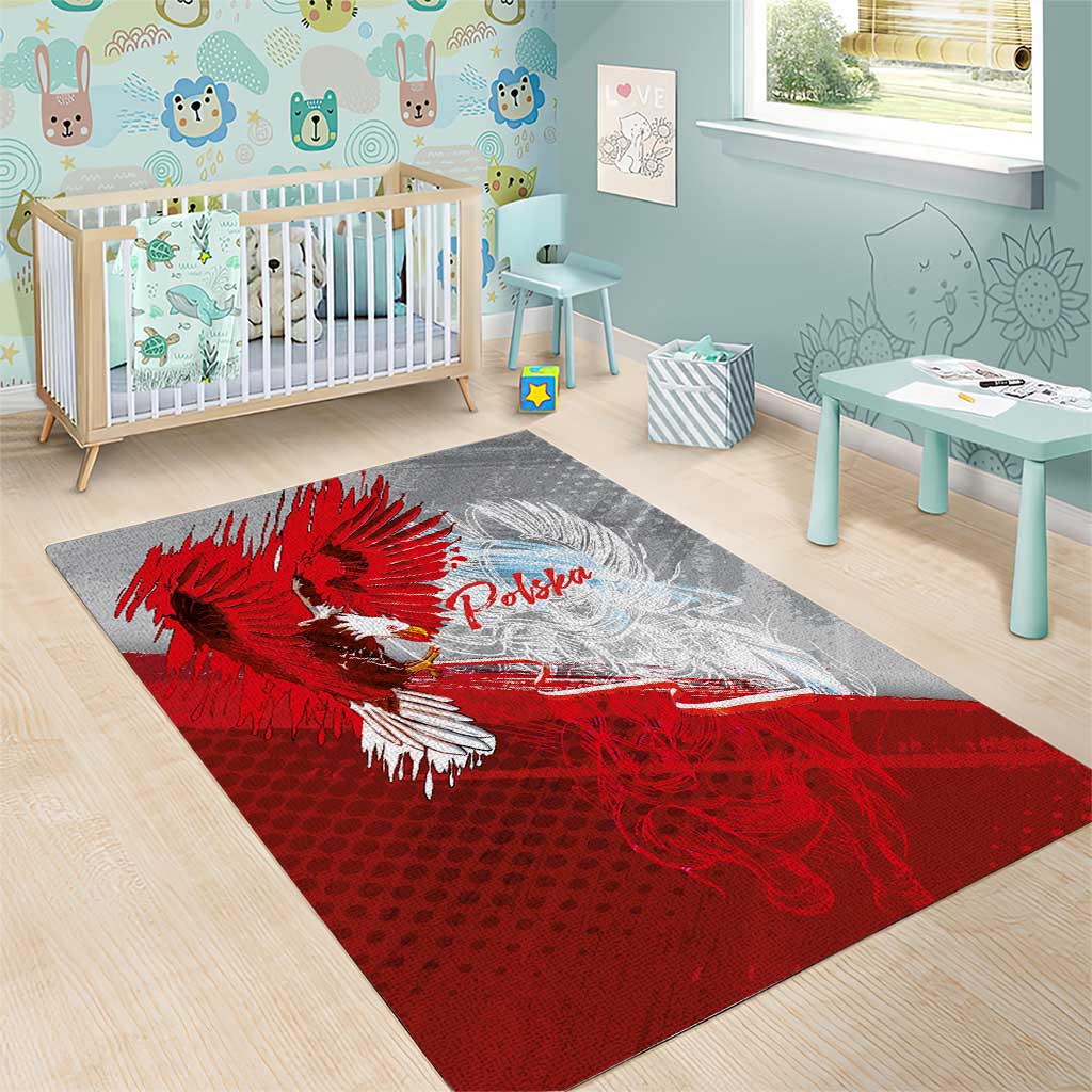Poland Eagle and Winged Hussar Area Rug Grunge Sporty Style