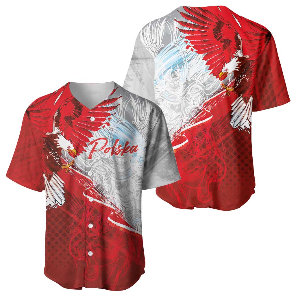 Poland Eagle and Winged Hussar Baseball Jersey Grunge Sporty Style