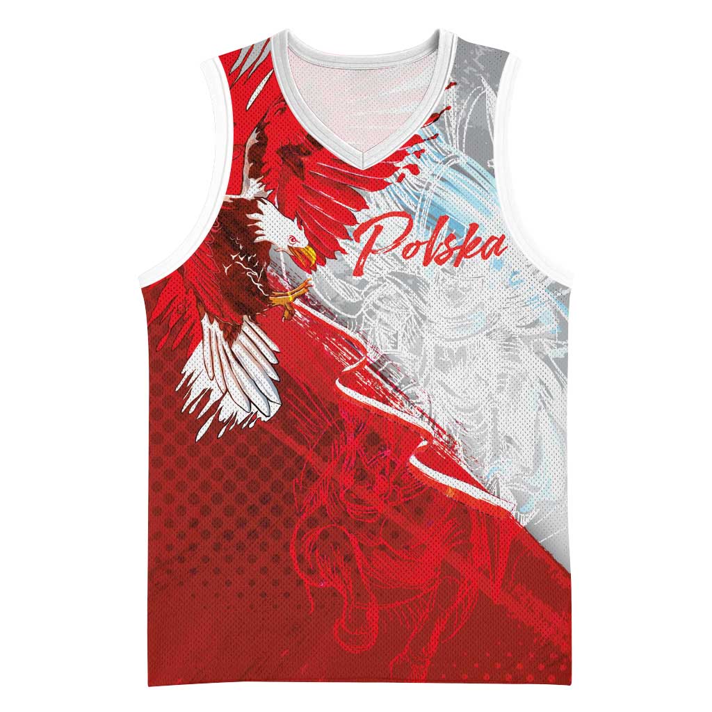 Poland Eagle and Winged Hussar Basketball Jersey Grunge Sporty Style