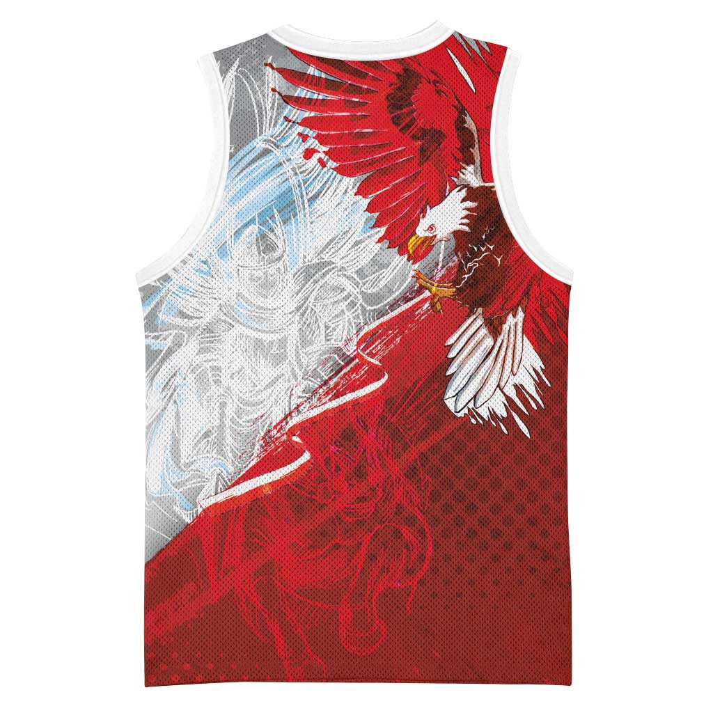 Poland Eagle and Winged Hussar Basketball Jersey Grunge Sporty Style