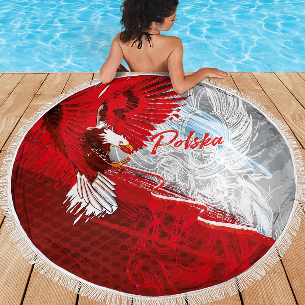 Poland Eagle and Winged Hussar Beach Blanket Grunge Sporty Style