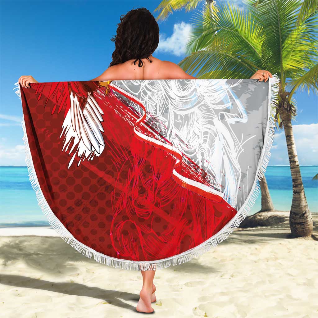 Poland Eagle and Winged Hussar Beach Blanket Grunge Sporty Style
