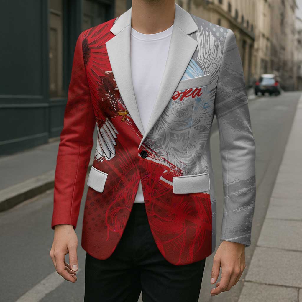Poland Eagle and Winged Hussar Blazer Grunge Sporty Style