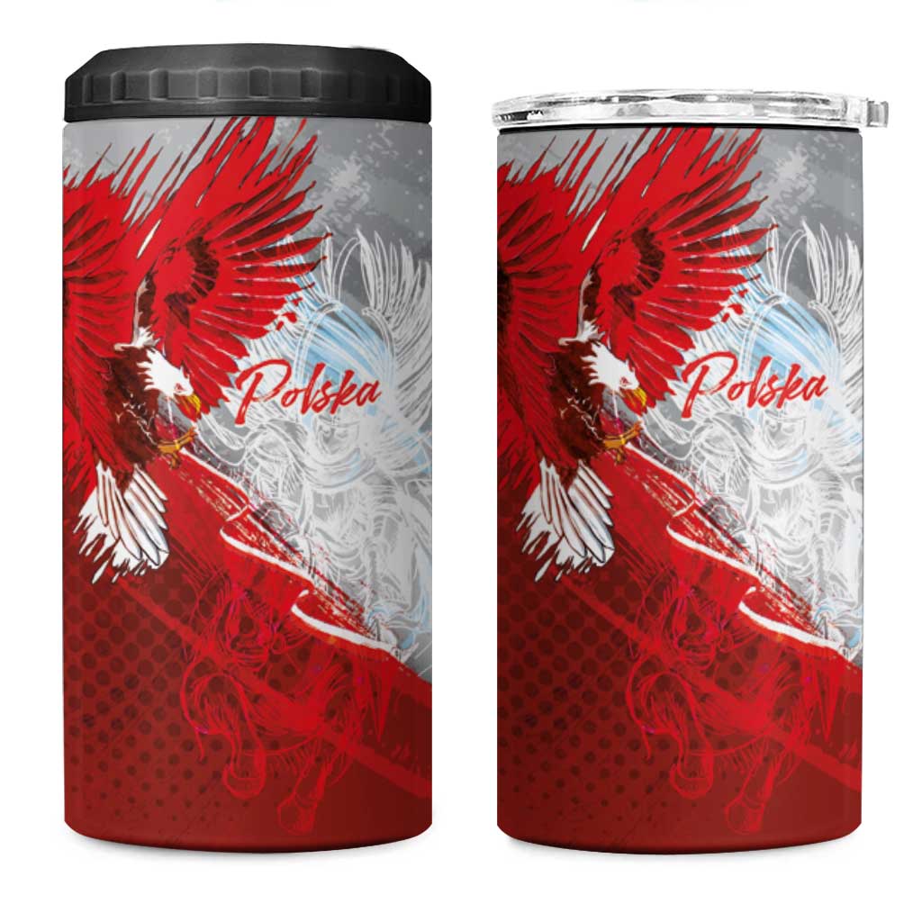 Poland Eagle and Winged Hussar 4 in 1 Can Cooler Tumbler Grunge Sporty Style
