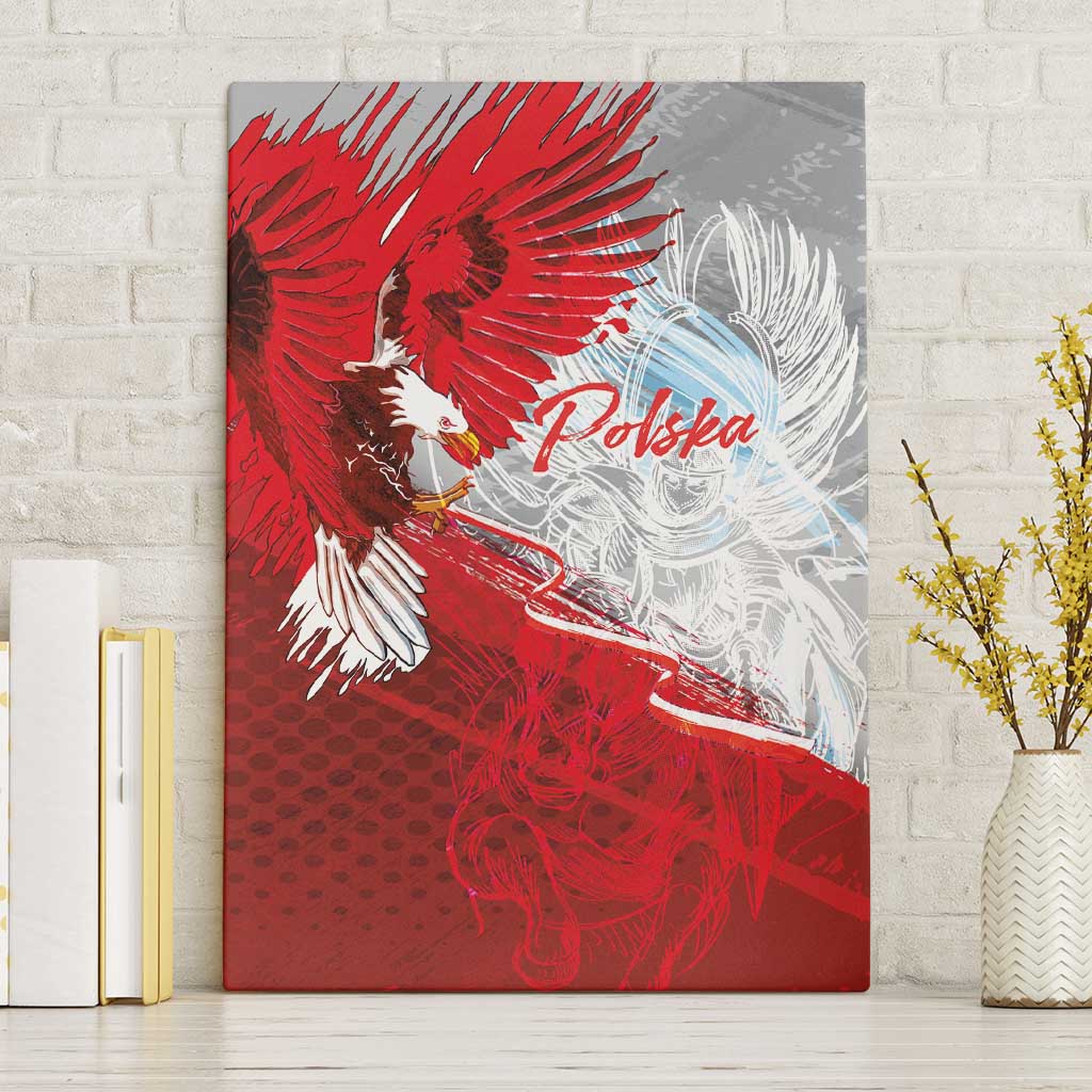 Poland Eagle and Winged Hussar Canvas Wall Art Grunge Sporty Style