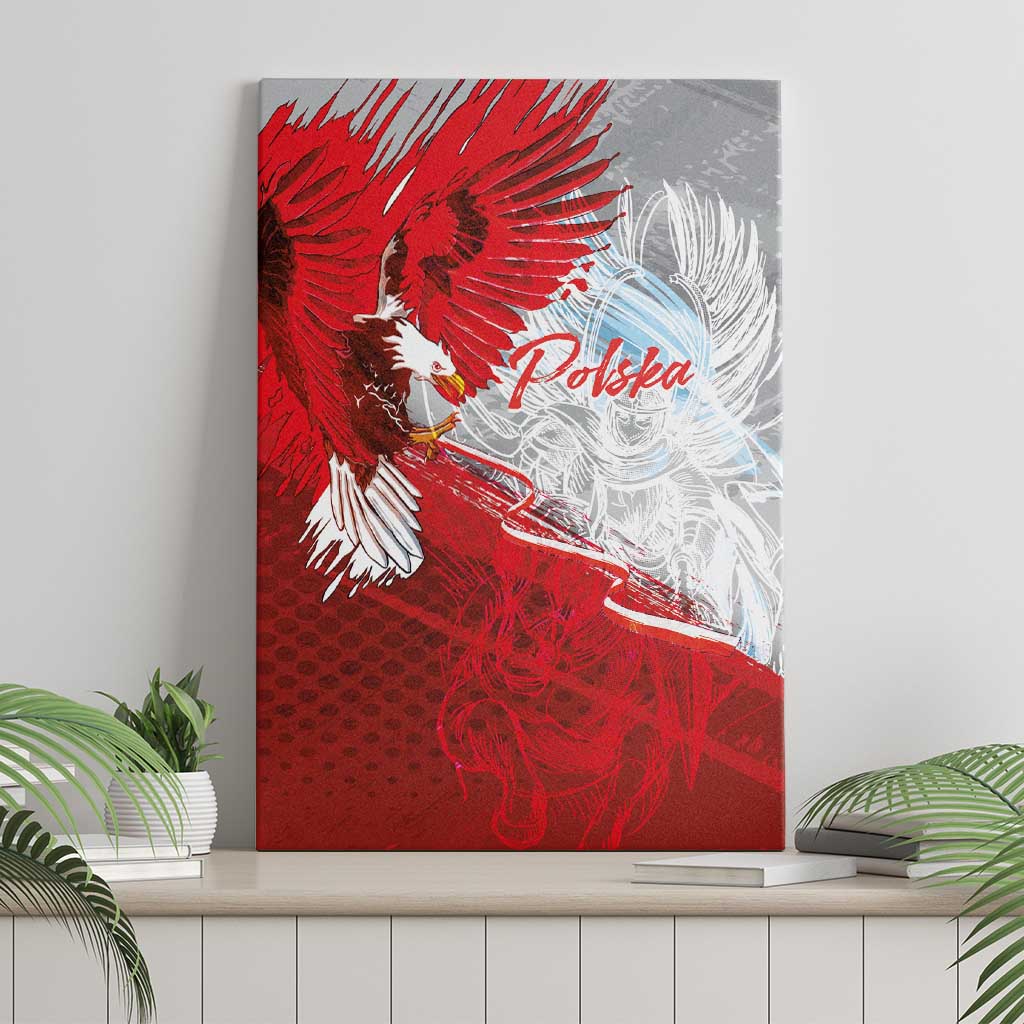 Poland Eagle and Winged Hussar Canvas Wall Art Grunge Sporty Style