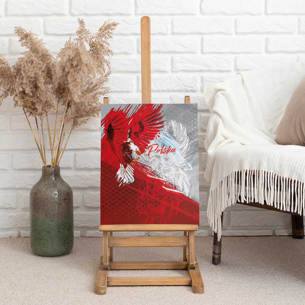 Poland Eagle and Winged Hussar Canvas Wall Art Grunge Sporty Style